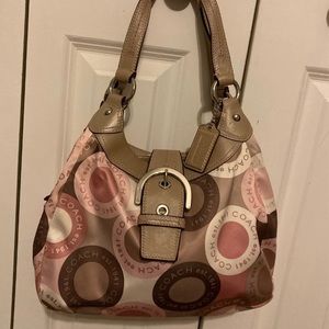 Coach Satin Pink & Beige purse